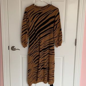 Zebra knee length sweater dress